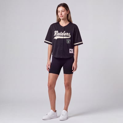 Las Vegas Raiders Mitchell & Ness Women's Retro Roots Baseball Jersey - Black