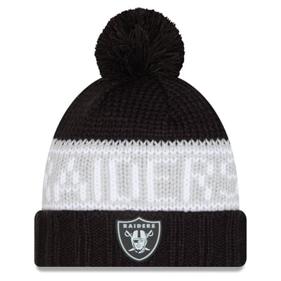 Las Vegas Raiders New Era Women's 2026 Sideline Cold Weather  Cuffed Knit Hat with Pom - Black