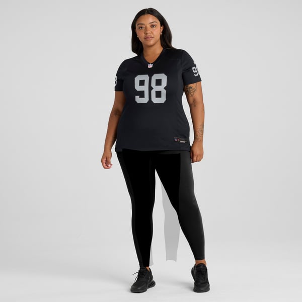 Maxx Crosby #98 Las Vegas Raiders Men's Black Jersey – Nike 4-Star Captains Patch, Regular Season Football Gear