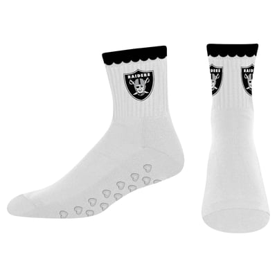  Las Vegas Raiders PRO Compression Women's Heartshape Grippers Yoga-Pilates Quarter Socks - White