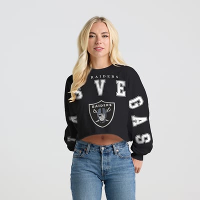 Las Vegas Raiders Spirit Jersey Women's Cropped Long Sleeve T-Shirt - Black