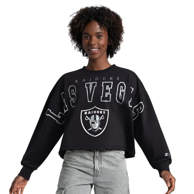 Las Vegas Raiders Starter Women's Bleachers Cropped Sweatshirt - Black