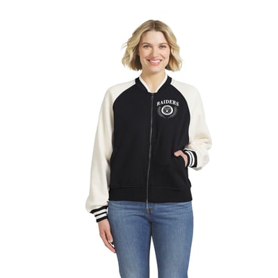 Las Vegas Raiders WEAR by Erin Andrews Women's Full-Zip Fleece Varsity Jacket - Black