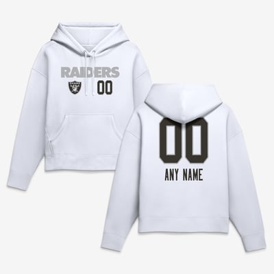 Las Vegas Raiders Women's Touchdown Wordmark Personalized Name & Number Hoodie - White