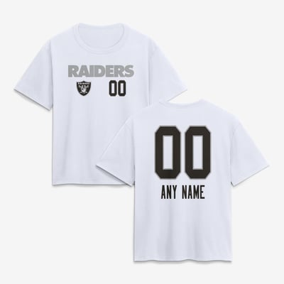 Las Vegas Raiders Women's Touchdown Wordmark Personalized Name & Number T-Shirt - White