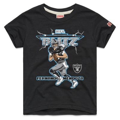 Fernando Mendoza Las Vegas Raiders Homage Youth NFL Blitz Tri-Blend T-Shirt - Charcoal