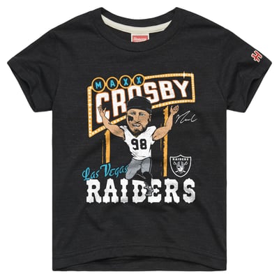 Maxx Crosby Las Vegas Raiders Homage Youth Caricature Tri-Blend T-Shirt - Charcoal