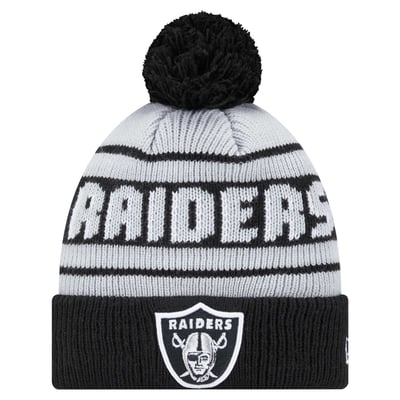Las Vegas Raiders New Era Youth Main Cuffed Knit Hat with Pom - Black