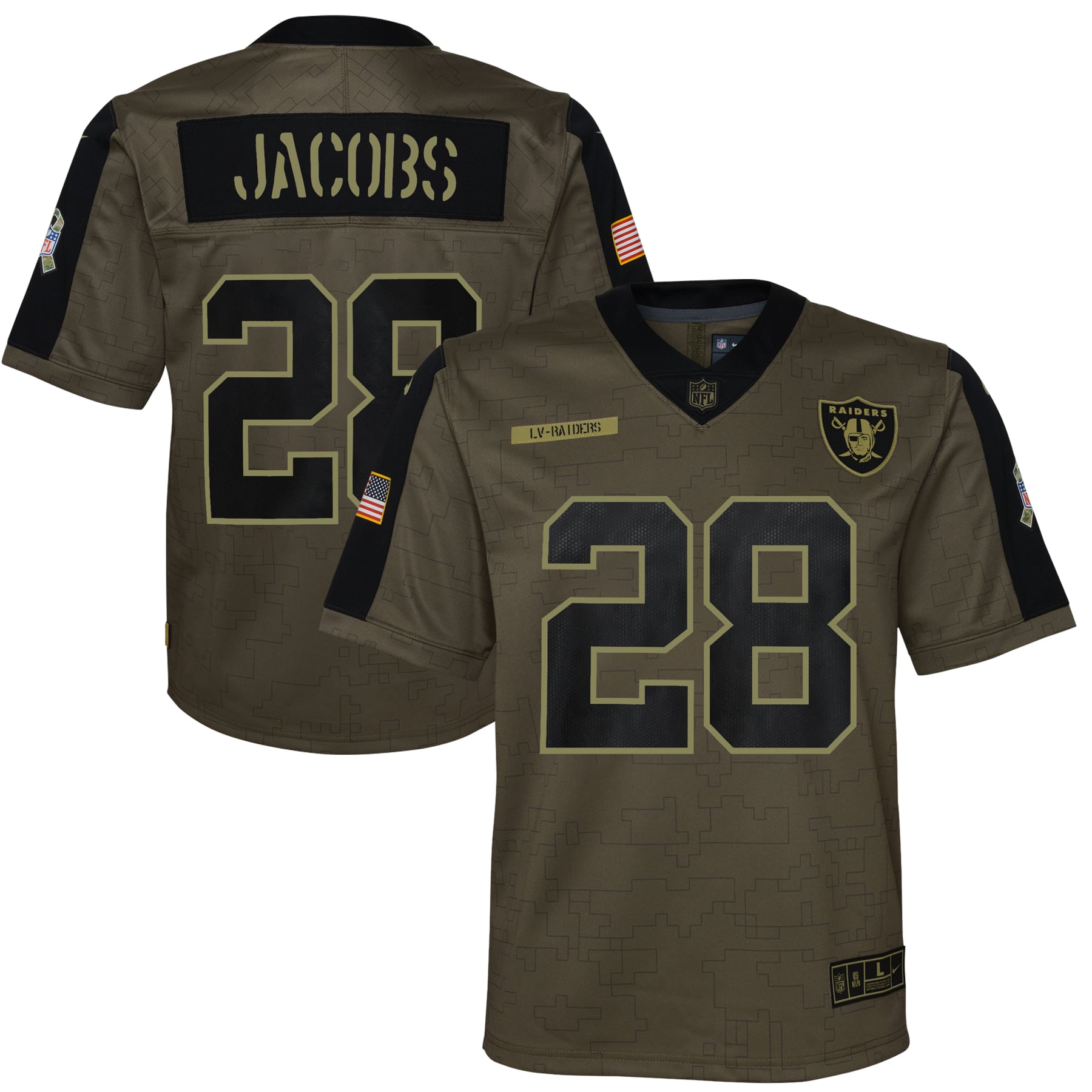 Youth Dallas Las Vegas Raiders Josh Jacobs Nike Olive Salute To 