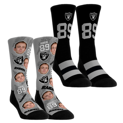 Brock Bowers Las Vegas Raiders Rock Em Youth Player Football Guy Two-Pack Crew Sock Set