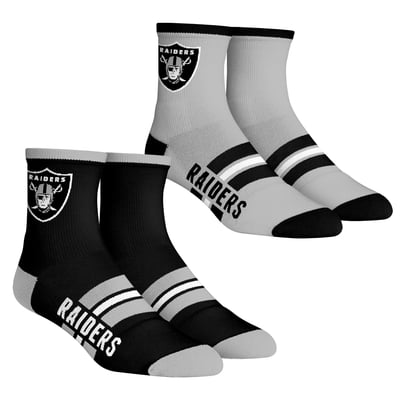  Las Vegas Raiders Rock Em Youth 2-Pack Multi Stripe Quarter Socks Set