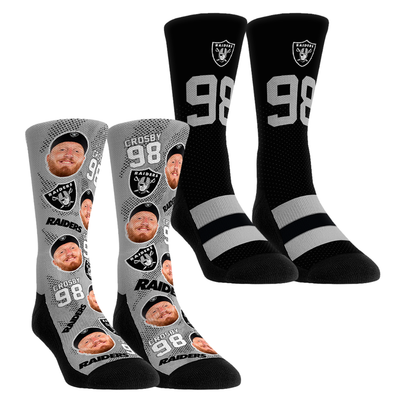 Maxx Crosby Las Vegas Raiders Rock Em Youth Player Football Guy Two-Pack Crew Sock Set