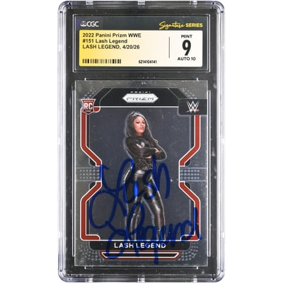 Lash Legend WWE Autographed 2022 Panini Prizm WWE #151 CGC Fanatics Witnessed Authenticated 9/10 Rookie Card