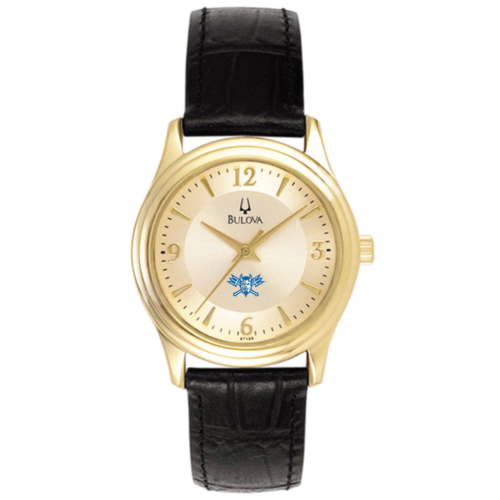  Lawrence Technological University Blue Devils Bulova Women's Stainless Steel Watch with Leather Band - Gold/Black