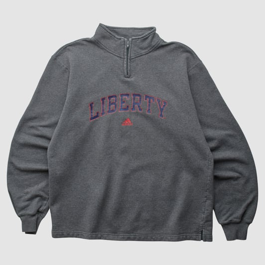 Liberty Flames Adidas 2000s 1/4 Zip Sweatshirt - Charcoal - XS by Fanatics Real Vintage