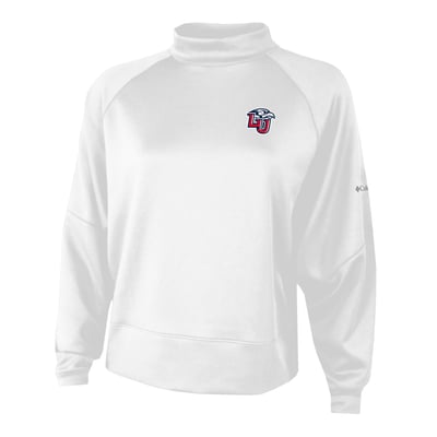  Liberty Flames Columbia Women's Par-Performance Raglan Dolman Mock Neck Sweatshirt - White