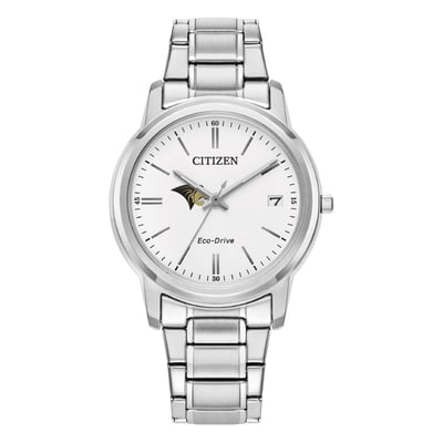  Lindenwood Lions Citizen Watch Women's Eco-Drive White Dial Stainless Steel Watch - Silver