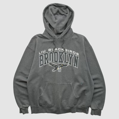 LIU Sharks Champion 2000s Hooded Pullover Sweatshirt - Charcoal - L by Fanatics Real Vintage