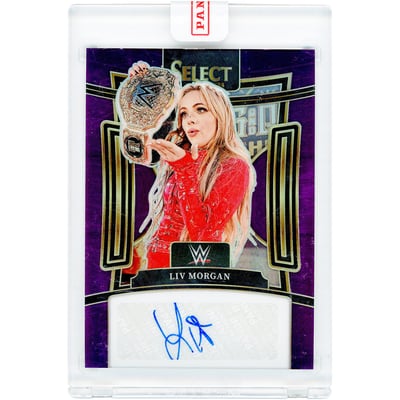 Liv Morgan WWE Autographed 2024 Panini Select Purple Prizm #SG-LVM #26/35 Card
