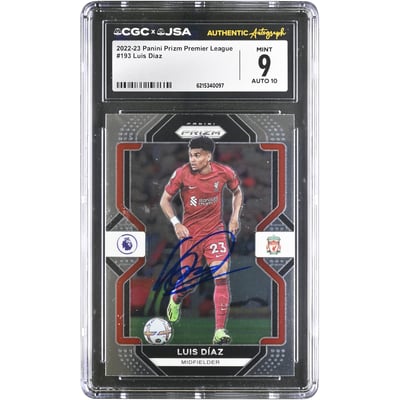 Luis Díaz Liverpool Autographed 2022-23 Panini Prizm Premier League #193 CGC Authenticated 9/10 Card