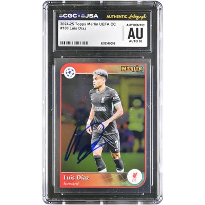 Luis Díaz Liverpool Autographed 2024-25 Topps Merlin UEFA CC #188 CGC Authenticated AUTO 10 Card