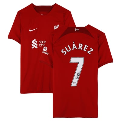 Luis Suarez Liverpool Autographed Fanatics Authentic Red Nike 2022-23 Home Replica Jersey 