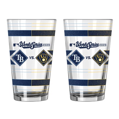 Logo Brands Milwaukee Brewers vs. Tampa Bay Rays 2026 World Series Matchup Two-Piece 16oz. Pint Glass Set