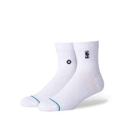 Stance NBA Logoman Quarter Socks - White