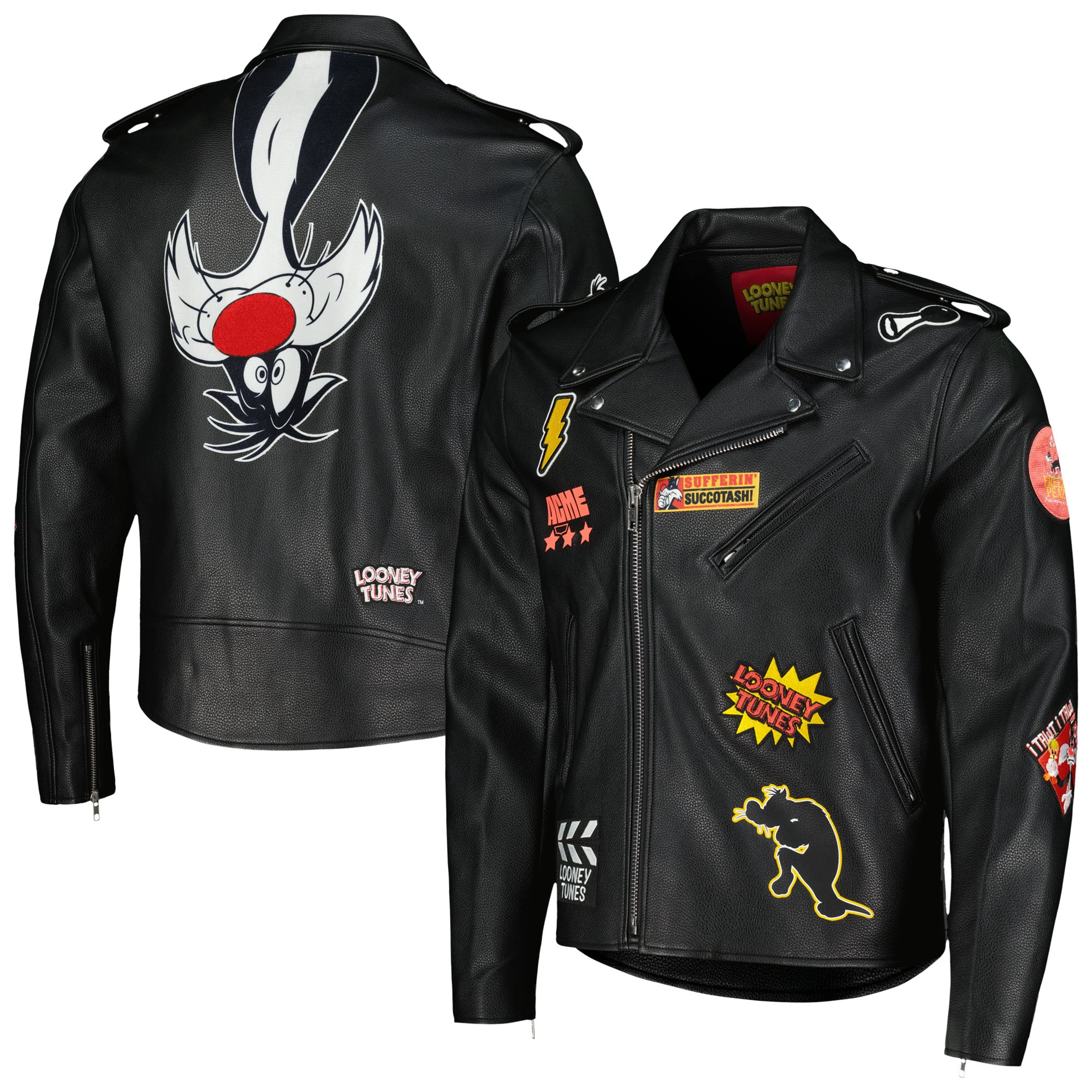 Sylvester Looney Tunes Freeze Max Graphic Biker Full-Zip Jacket 