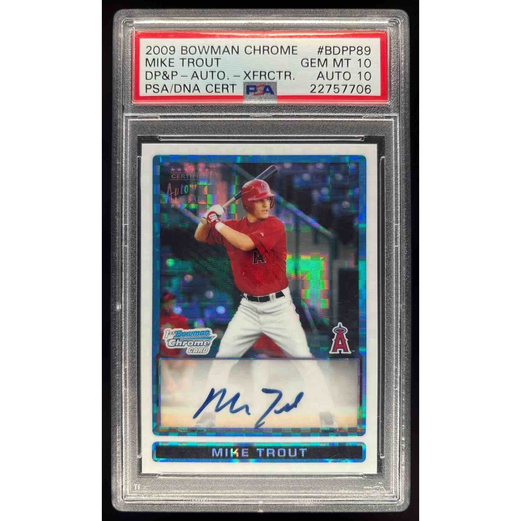 2009 Bowman Draft Picks Prospects Chrome X Fractors Mike Trout 