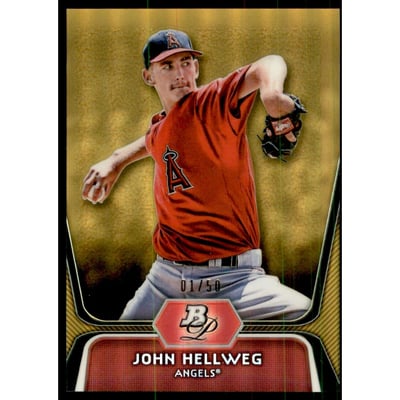 2012 Bowman Platinum Prospects Gold Refractors #BPP87 John Hellweg