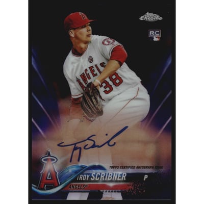 2018 Topps Chrome Rookie Autographs Purple Refractors #RATS Troy Scribner