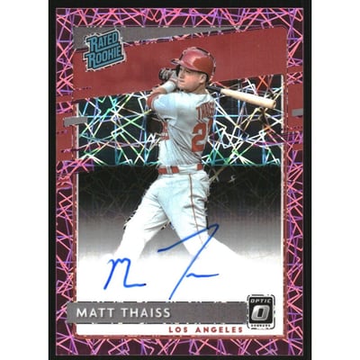 2020 Donruss Optic Rated Rookies Signatures Pink Velocity #8 Matt Thaiss