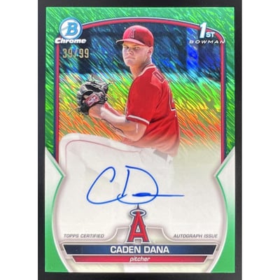2023 Bowman Chrome Prospect Green Shimmer #CPA-CD Caden Dana RC Auto /99