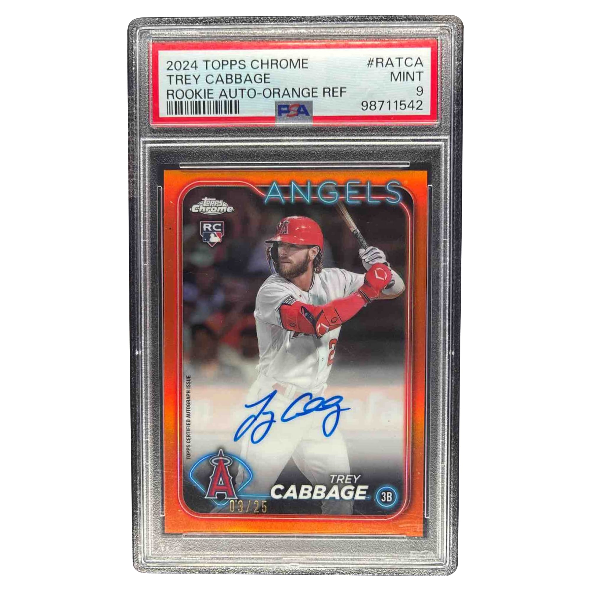2024 Topps Chrome Rookie Autograph Orange #RA-TCA Trey Cabbage RC 