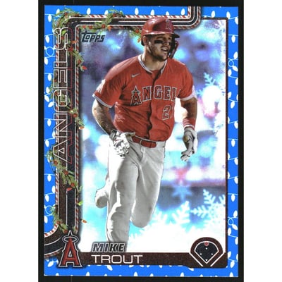 2025 Topps Holiday Metallic Blue Lights #H50 Mike Trout
