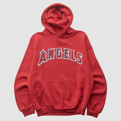Los Angeles Angels Russell 2000s Hooded Pullover Sweatshirt - Red - XS by Fanatics Real Vintage