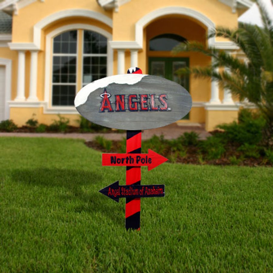 Los Angeles Angels Wooden North Pole Sign - Red/Navy Blue