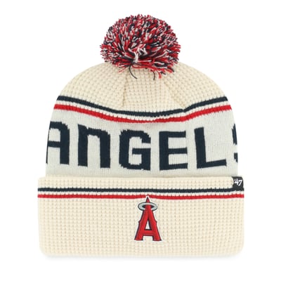 Los Angeles Angels '47 Quattrle Cuffed Knit Hat with Pom - Natural