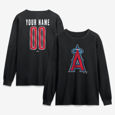 Los Angeles Angels  Forged Mascot Personalized Name & Number Long Sleeve T-Shirt - Black
