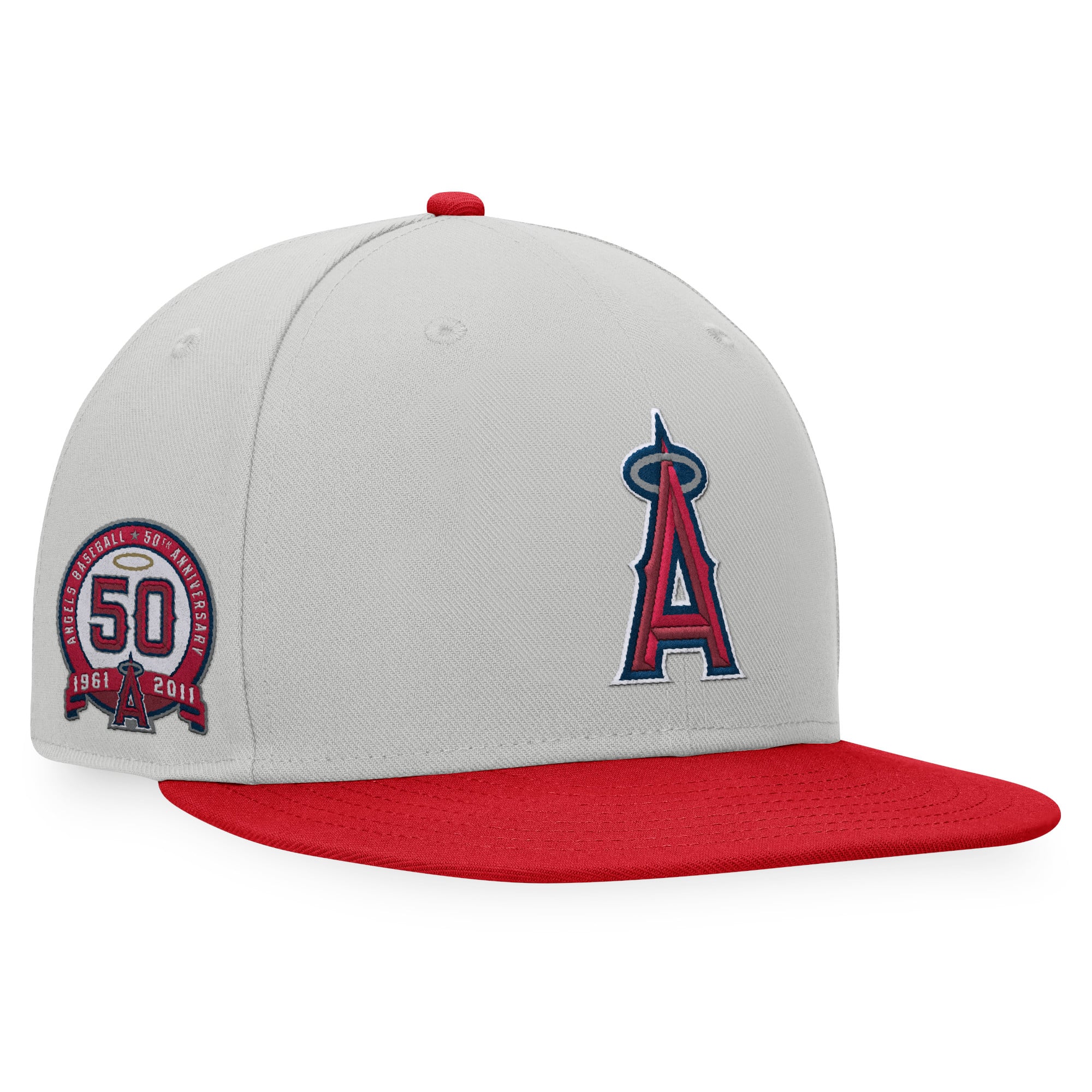 Men's Los Angeles Angels Fanatics Gray/Red Glory Days Two-Tone Snapback Hat