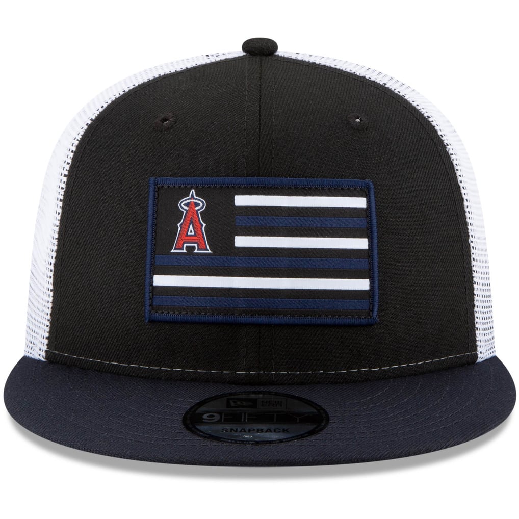 Men's Los Angeles Angels New Era Black/Navy Flag 9FIFTY Trucker ...