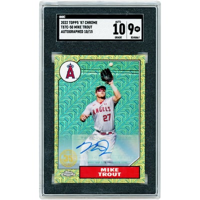 Mike Trout Los Angeles Angels Autographed 2022 Topps Chrome 1987 Topps Design Mojo Refractor #T87C-50 #10/15 SGC Authenticated 9/10 Card