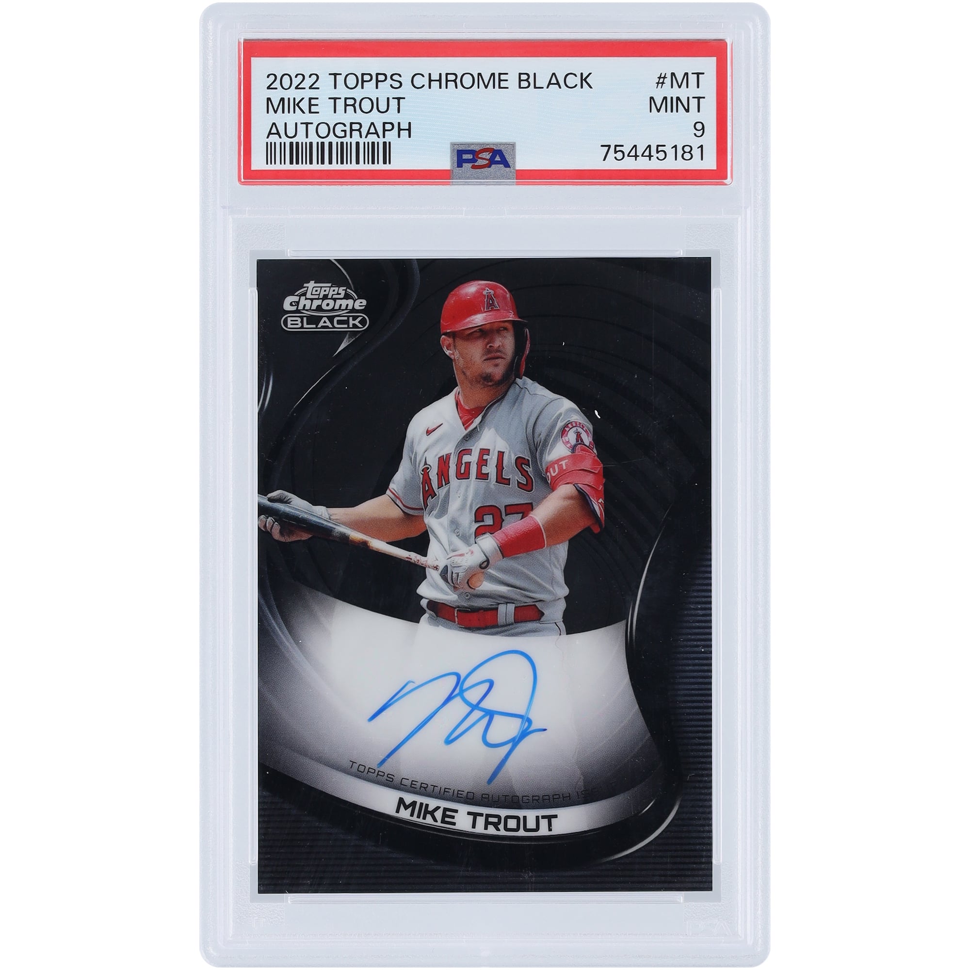 Mike Trout Los Angeles Angels Autographed 2022 Topps Chrome Black 