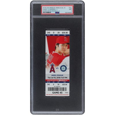 Shohei Ohtani Los Angeles Angels Fanatics Authentic July 10, 2018 PSA Authenticated 9 Ticket