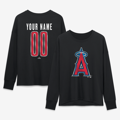 Los Angeles Angels Women's Forged Mascot Personalized Name & Number Long Sleeve T-Shirt - Black