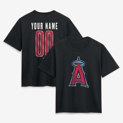 Los Angeles Angels Women's Forged Mascot Personalized Name & Number T-Shirt - Black