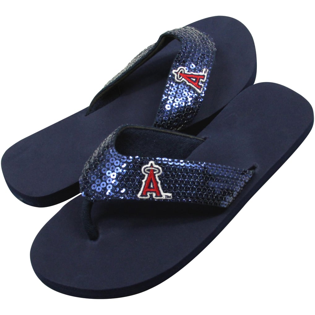 Women's Los Angeles Angels Navy Team Color Sequin Flip Flops