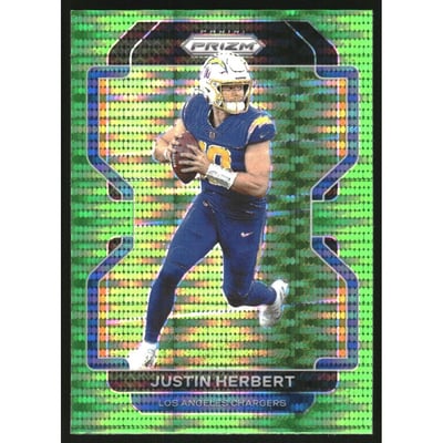 2021 Panini Prizm Prizms Neon Green Pulsar #169 Justin Herbert