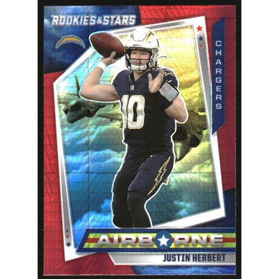 2021 Rookies and Stars Airborne Red Prizm #8 Justin Herbert